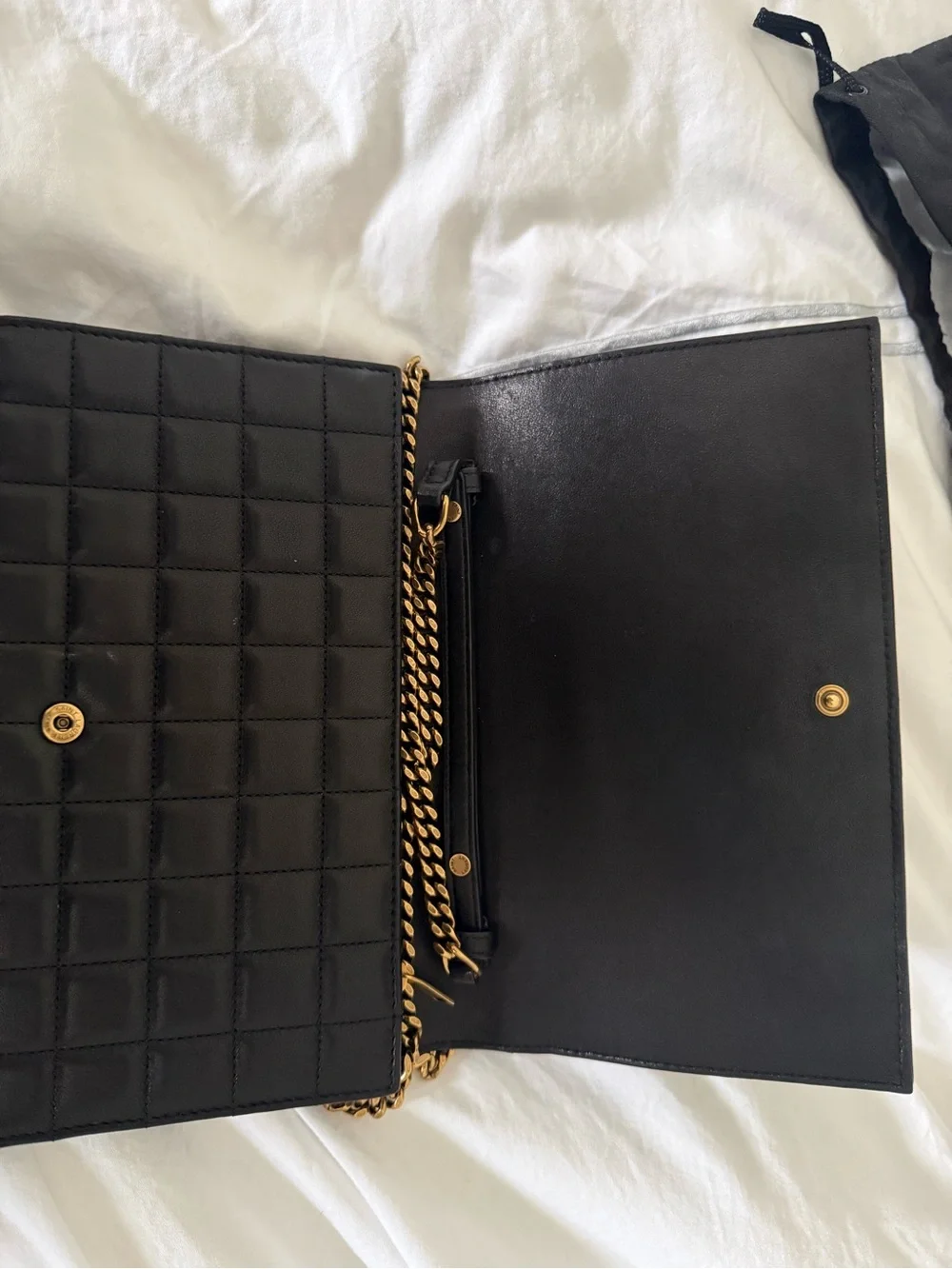 Saint Laurent Black Quilted Leather Shoulder Bag with Gold YSL Chain - Picture 5 of 11